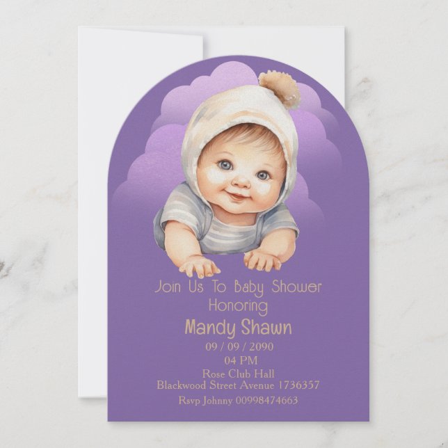 Cute baby themed for Baby Shower Invitation Inbjudningar (Framsida)