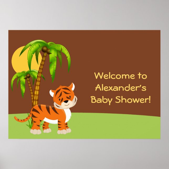 Cute Baby Tiger Baby Shower Poster (Framsidan)