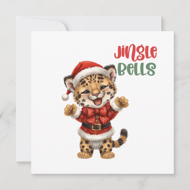 Cute Baby Tiger cub Christmas Illustration Julkort (Framsida)