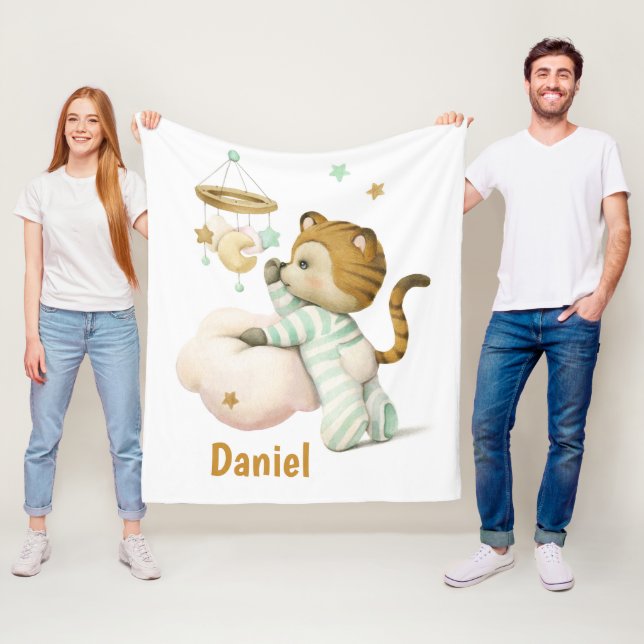 Cute baby tiger fleecefilt (På plats)