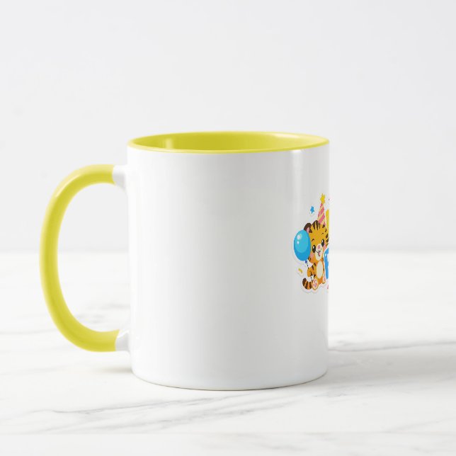 Cute Baby Tiger Happy Birthday Coffee Mug Mugg (Vänster)