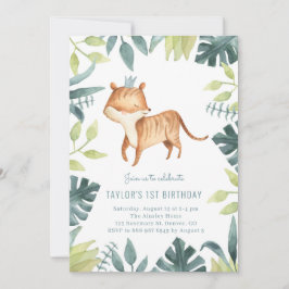 Cute Baby Tiger Prince Tropical Jungle Birthday Inbjudningar