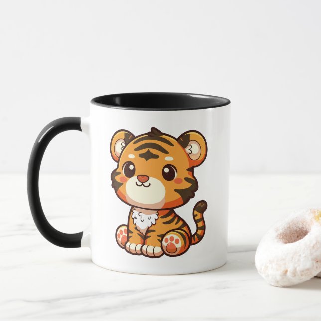 Cute Baby Tiger Tecknad Mugg (Med munk)
