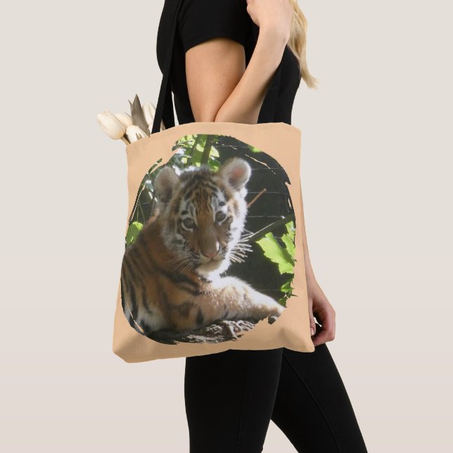 Cute Baby Tiger Tote Bag Tygkasse (Närbild)