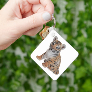 Cute Baby Tiger Unge Nyckelring