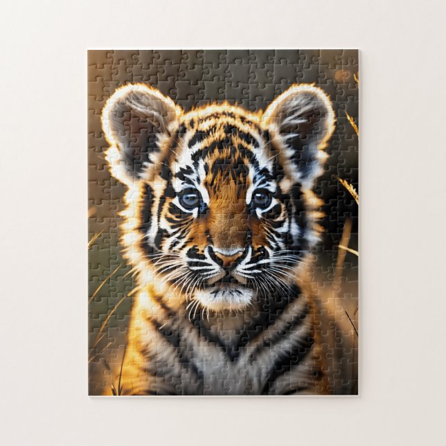 Cute Baby Tiger Unge Pussel (Vertikal)
