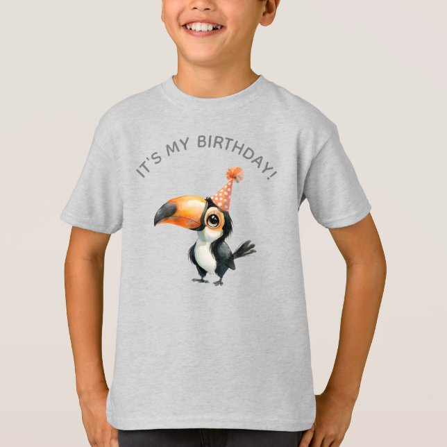 Cute baby toucan-killens födelsedag t shirt (Framsida)
