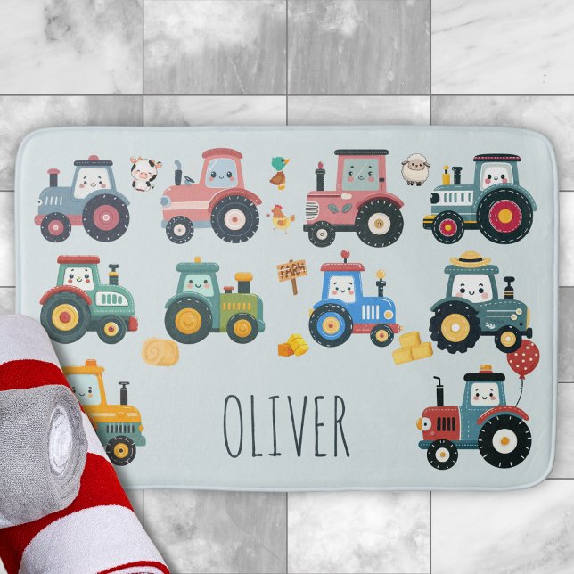 Cute Baby-traktorer på en gård Badrumsmatta (Skapare uppladdad)