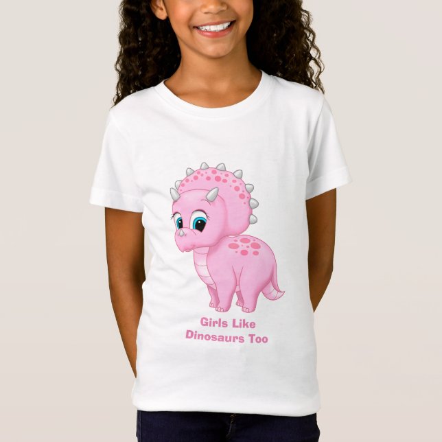 Cute Baby Triceratops Girls som dinosaurier också Tee (Framsida)