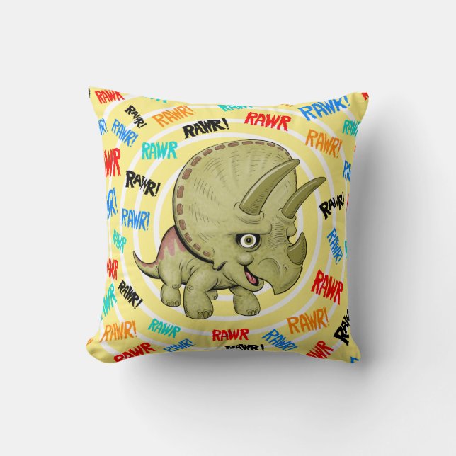 Cute Baby Triceratops RAWR Pillow Kudde (Framsida)