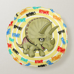 Cute Baby Triceratops RAWR Pillow Rund Kudde