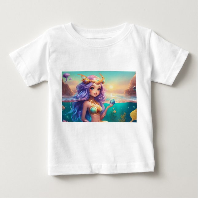 Cute baby tshirt med vacker bild om sjöjungfru t shirt (Framsida)