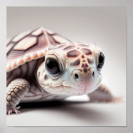 Cute Baby Turtle Porträtt | Fyrkant 1:1 Poster