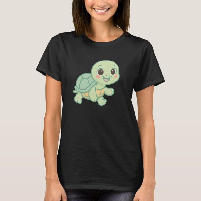 Cute Baby Turtle Walking T Shirt (Framsida)