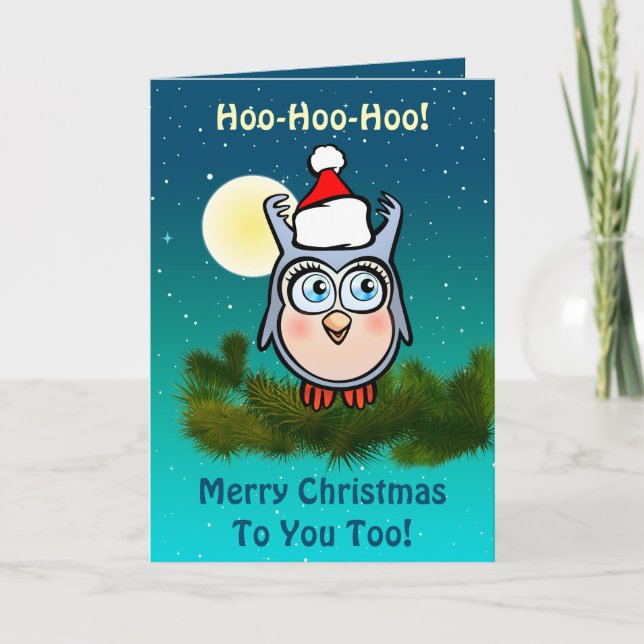 Cute Baby Uggla firar jul Helgkort (Framsida)