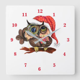 Cute Baby Uggla i julklapp och gåva - Roligt Fyrkantig Klocka