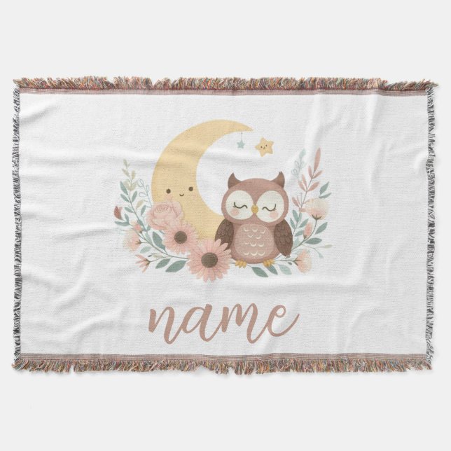 Cute baby uggla med måne filt (Framsidan)