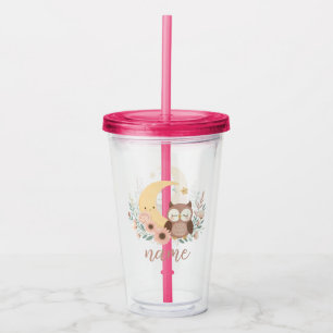 Cute baby uggla med måne take away mugg