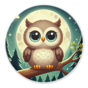 Cute baby uggla nattetid med måne knopp