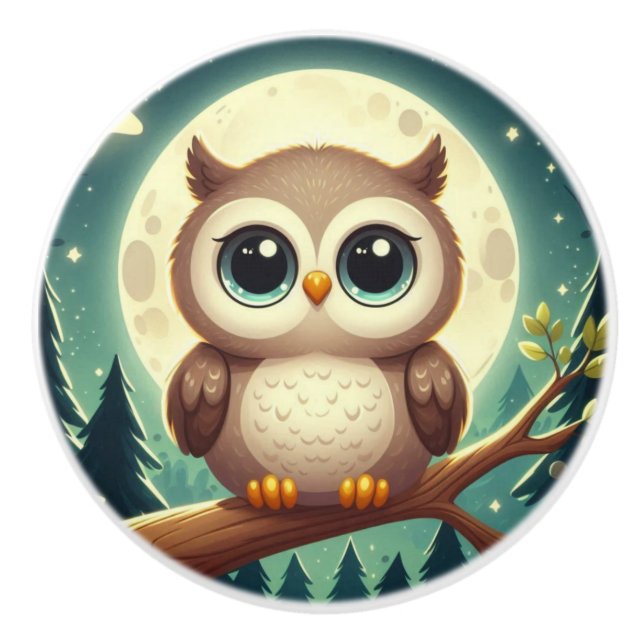Cute baby uggla nattetid med måne knopp (Framsidan)