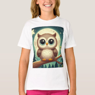 Cute baby uggla nattetid med måne t shirt
