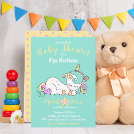 Cute Baby Unicorn, Baby Shower Colorful Inbjudningar