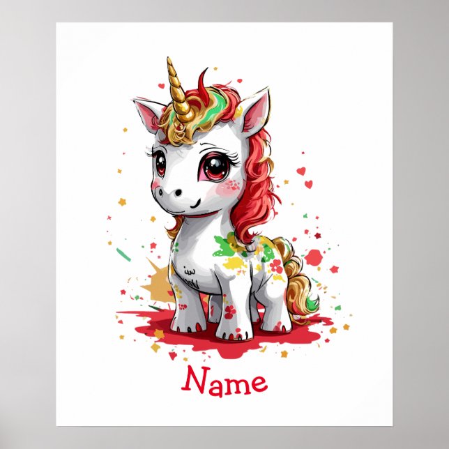 Cute Baby Unicorn-eget namn Poster (Framsidan)