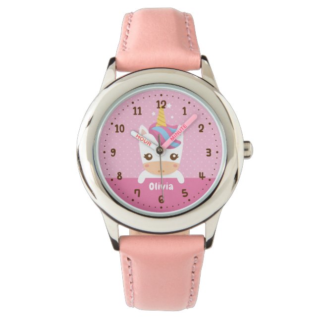 Cute Baby Unicorn Girls Kids Personlig Watch Armbandsur (Framsida)