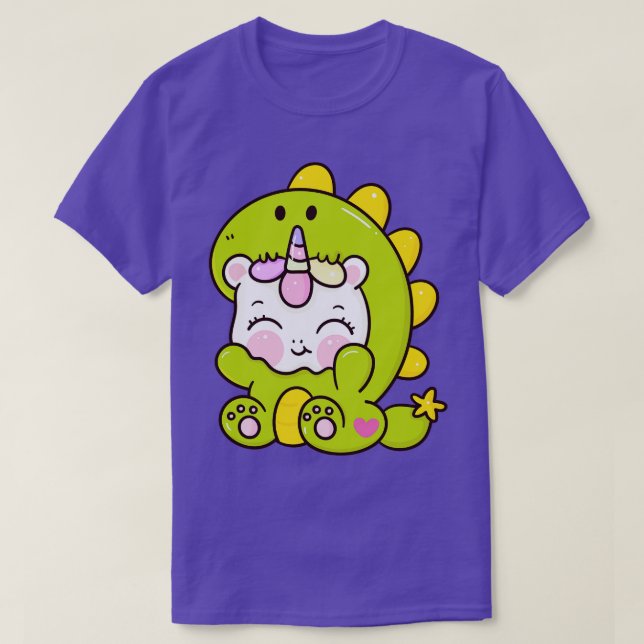 Cute Baby Unicorn in Dinosaur Costume Kids T Shirt (Design framsida)