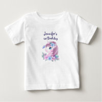 Cute Baby Unicorn med Big Ögon Birthday Baby T-Sh