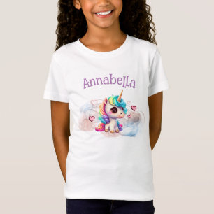 Cute Baby Unicorn och Hearts T Shirt