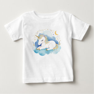 Cute Baby Unicorn på Måne - T Shirt