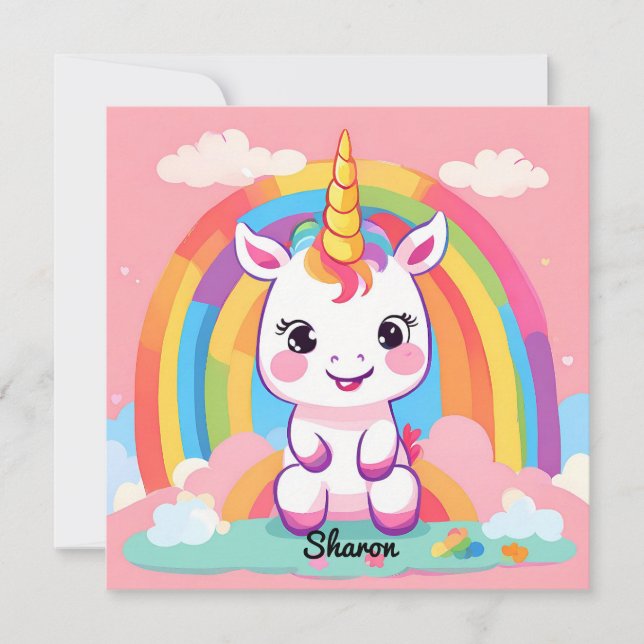 Cute Baby Unicorn Rainbow (Framsida)