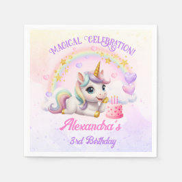 Cute Baby Unicorn Rainbow Magical Birthday Pappersservett