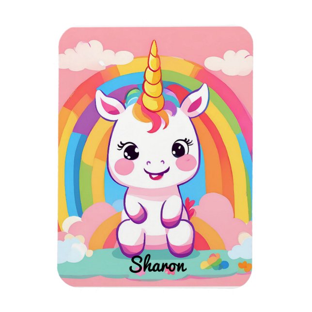 Cute Baby Unicorn Rainbow Magnet (Vertikal)