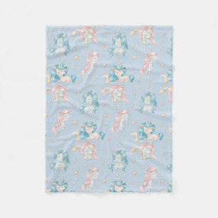 Cute Baby Unicorn Rosa Blue Pastel Nursery Child Fleecefilt