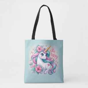 Cute Baby Unicorn with Flowers for Women & Girls Tygkasse