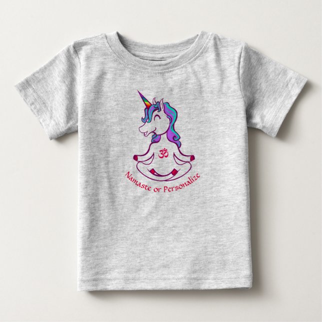 Cute Baby Unicorn Zen Yoga Meditation Namaste T Shirt (Framsida)