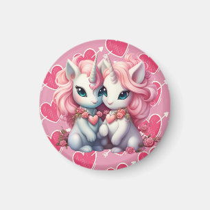 Cute Baby Unicorns Cpuple for Valentine Day Gift Magnet