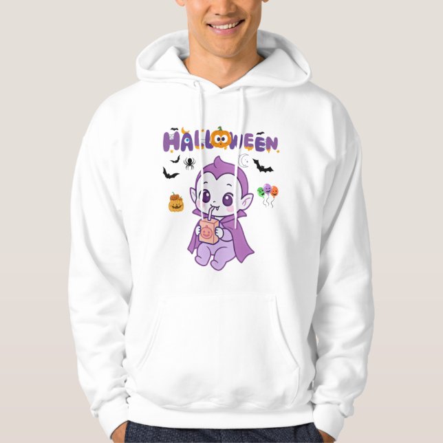 Cute Baby Vampire Halloween Kawaii Design Hoodie (Framsida)