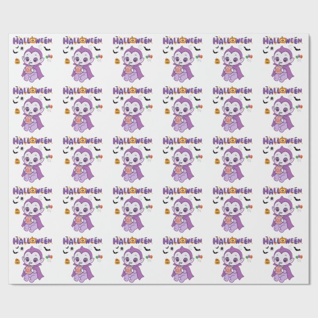 Cute Baby Vampire Halloween Kawaii Design Presentpapper (Platt)