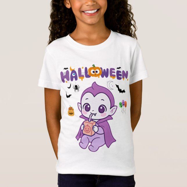 Cute Baby Vampire Halloween Kawaii Design T Shirt (Framsida)