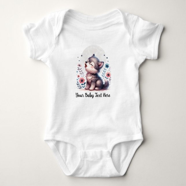 Cute Baby Varg Howling T Shirt (Framsida)