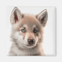 Cute Baby Varg Porträtt Magnet | Samlingsbar