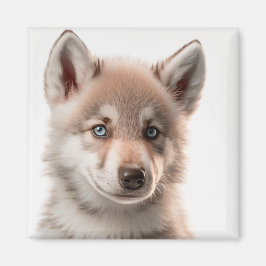Cute Baby Varg Porträtt Magnet | Samlingsbar