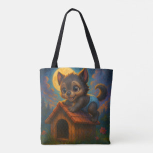 Cute Baby varulv på Hund House Fantasy Art Tygkasse