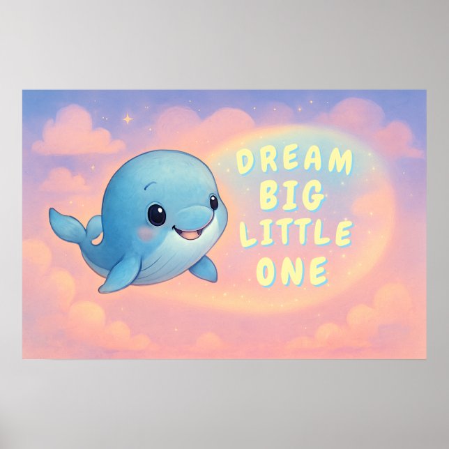 Cute Baby Whale med Anpassningsbar Quote, Nursery Poster (Framsidan)