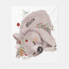 Cute Baby Wombat Guld Speckle Anpassningsbar Fleecefilt