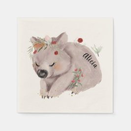 Cute Baby Wombat Guld Speckle Anpassningsbar Pappersservett