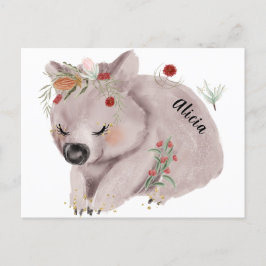 Cute Baby Wombat Guld Speckle Anpassningsbar Vykort